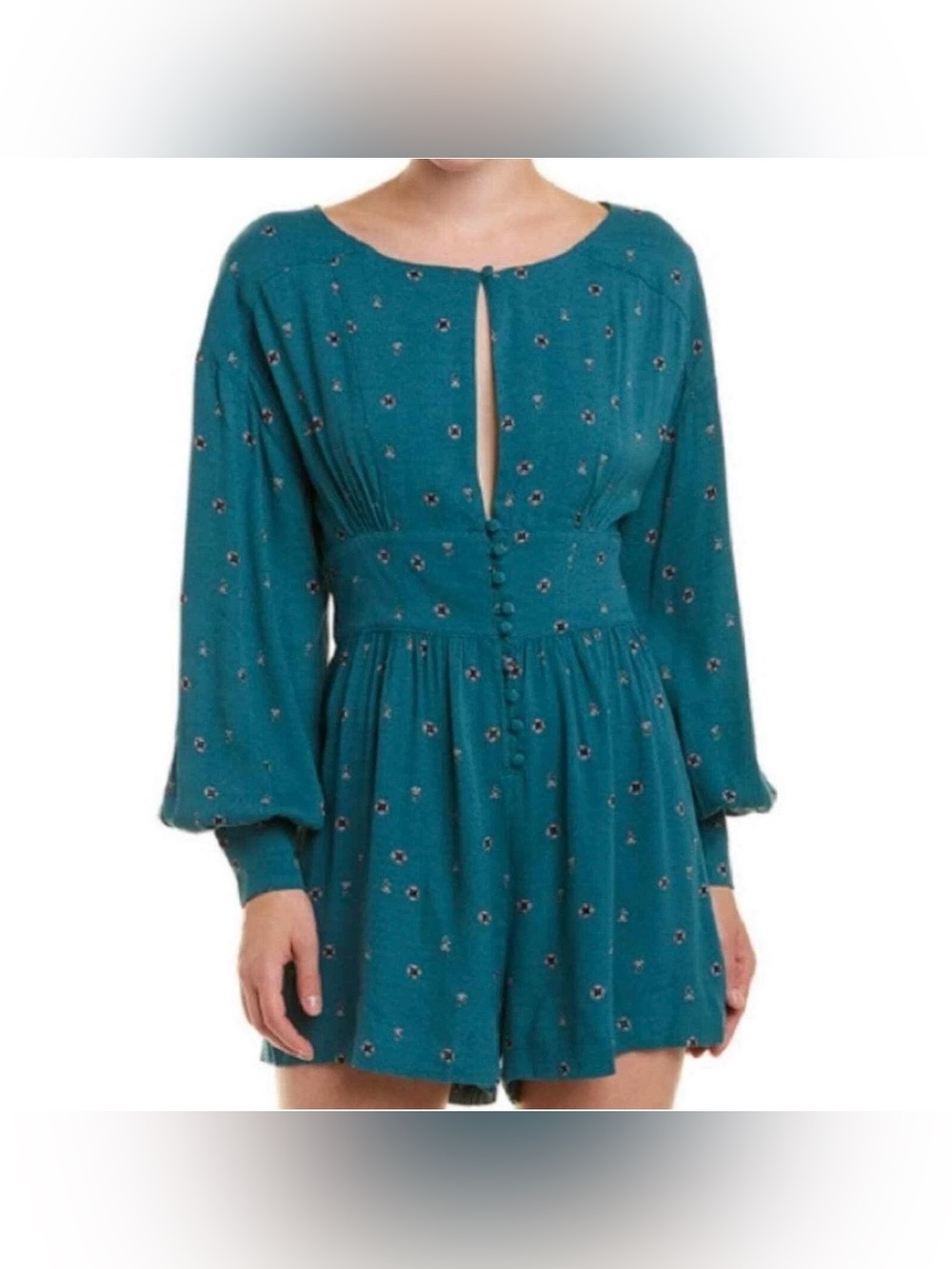 Free People Floral Print Long Sleeve Love Grows Romper Women XS Feminine Fairy